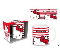 Mug petit déjeuner Hell-o Kitt-y pour petit déjeuner en céramique, tasse en verre pour enfants, coffret cadeau, 380 ml, H. 9,5 x D. 7,5 cm, multicolore, dimensions du colis : 11,5 x 10 x 8,5 cm,