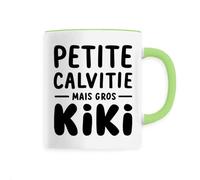 Mug Petite calvitie, gros kiki - Imprimé en France - Tasse originale en céramique - Cadeau Anniversaire Chauve Humour original rigolo (Vert)