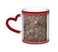 Mug Petoskey Stone avec anse, 35 cl, mug thermosensible à changement de couleur « In The Sky » en céramique, mugs artistiques amusants et magiques, tasse en porcelaine rouge, cadeau d'anniversaire pou