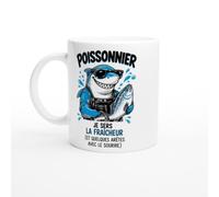 Mug Poissonnier Je Sers la Fraîcheur et Quelques Arêtes avec le Sourire | Mug Drôle Poissonnier - Idée Cadeau Originale