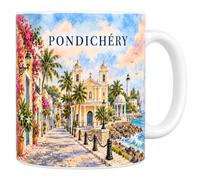 Mug Pondichéry Aquarelle Le Droit d'Option Céramique 330 ml | Mug Pondichéry Aquarelle, céramique 330 ml