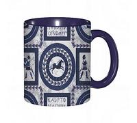 Mug porcelaine fine" Héros du royaume grec Alphabet grec antique Motif rythmique Éléments de l'ancien temps.Bleu marine |Mug humour pour collègue, amis, copains, frères et soeurs |Mug original avec