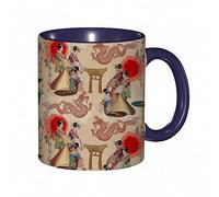 Mug porcelaine fine" Thème Ukiyoe Japonais Traditionnel Japon Geisha Girl Style Design Dragon Exotique Bambou |Mug humour pour collègue, amis, copains, frères et soeurs |Mug original avec