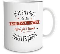 mug porcelaine je m'en fous saint valentin 9.5cm - sud trading cd7354 Blanc