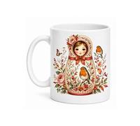 Mug Poupée Russe Rouge-Gorge Automnal 350 ml Céramique Fond Blanc