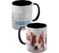 Mug pour chien - Collie - Chiens - D'abord ils volent ton cœur et ensuite la meilleure place sur le canapé Mug en céramique blanc noir 320 ml