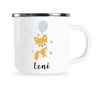 Mug pour enfants personnalisé avec nom et motif amusant renard mug en émail cadeaux individuels idée de cadeau anniversaire fille garçon tasse en métal émaillé