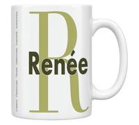 Mug Prénom Renée - Initiale R & Six Qualités | Mug Céramique 330 ml | Idée Cadeau Original Homme Femme | Passe au Lave-Vaisselle et au Micro-Ondes | Impression Sublimation Haute Définition