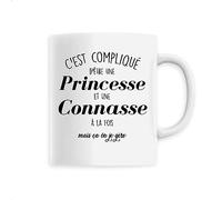 Mug Princesse et Connasse - Imprimé en France - Tasse originale en céramique - Cadeau Anniversaire Humour Punchlines original rigolo (Blanc)