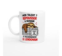Mug Procrastination Mon Talent ? Repousser à Demain et Recommencer le | Mug Fun Procrastination - Idée Cadeau Originale
