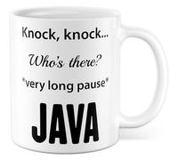 Mug programmeur cadeau Knock, knock... Who's there? very long pause JAVA, tasse à café IT programmeur travail formation bureau, idée cadeau collègue équipe tasse à café