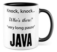 Mug programmeur cadeau Knock, knock... Who's there? very long pause JAVA, tasse à café IT programmeur travail formation bureau, idée cadeau collègue équipe tasse à café