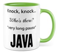 Mug programmeur cadeau Knock, knock... Who's there? very long pause JAVA, tasse à café IT programmeur travail formation bureau, idée cadeau collègue équipe tasse à café