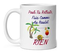 Mug retraite humour fais rien comme au boulot tasse céramique drôle haute qualité idée cadeau rigolo homme femme anniversaire fete Noel ami collegue départ en retraite 325ml
