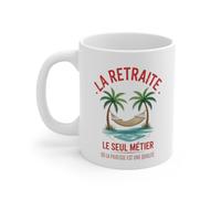 Mug Retraite Humour - Tasse Retraité avec Hamac et Palmiers - Idée Cadeau D