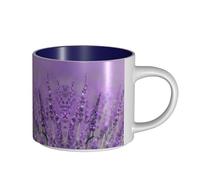 Mug romantique en céramique de grande capacité violet lavande, corps délicat, corps épais, simple et élégant