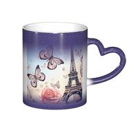 Mug romantique Paris papillon Eiffel ciel étoilé changeant de couleur, ajoutant une touche de magie à votre vie quotidienne