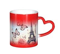 Mug romantique Paris papillon Eiffel ciel étoilé changeant de couleur, ajoutant une touche de magie à votre vie quotidienne