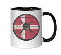Mug rond en céramique avec drapeau danois Viking Noir