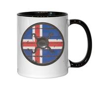 Mug rond en céramique motif drapeau islandais Viking Art Noir