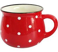 Mug Rouge À Pois Blancs, 520Ml, Céramique