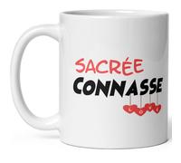 Mug sacrée connasse amour tasse humour tasse drole pour cadeau original Noel anniversaire fete Mug céramique déclaration je t'aime avec coeur femme cherie soeur tante fiancée amie collegue 325ml