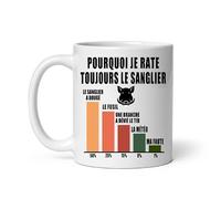 Mug sanglier humour chasse pourquoi je rate sanglier chasseur Tasse chasse