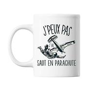 Mug Saut en parachute j'peux pas Blanc
