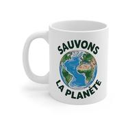 Mug Sauvons la Planète - Tasse Céramique 325ml Écologie Terre - Cadeau Écoresponsable