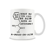 Mug scientifique - Citation amusante « What Do You Call an Acid with Attitude » Amino Acid Un excellent cadeau pour les enseignants, les étudiants en sciences, l'université, 325 ml Tasse en céramique