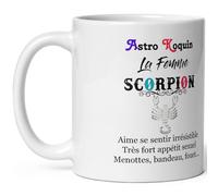 Mug Scorpion femme coquine - Tasse humour Signe Astro Koquin Scorpion - Mug signe astrologique drôle - Qualité Cadeau Original Anniversaire Noël Fête fille collègue amie céramique 325ml petit déjeuner
