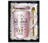 Mug « She Believed She Could So She Did » - Cadeau de remise de diplôme pour elle - Cadeau de motivation spirituelle - Cadeau de félicitations pour femme - Cadeau pour la fête des mères