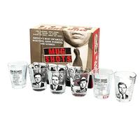Mug Shots - 6 Piece Shot Glass Set of Famous Gangster Mugshots - Comes in a Colorful Gift Box