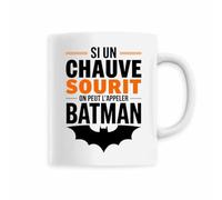 Mug Si un chauve sourit - Imprimé en France - Tasse originale en céramique - Cadeau Anniversaire Chauve Humour original rigolo (Blanc)
