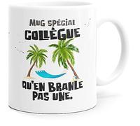 Mug Spécial Collègue Tasse Message Humour Drôle Amitié. Idée Cadeau Original Rigolo Départ en Retraite Pot Mutation Travail Bureau Ami Homme Femme pour Anniversaire Noël. Céramique 325ml