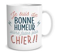 Mug - SUD TRADING - Blanc - Céramique - Compatible Lave-vaisselle - 9.7 cm