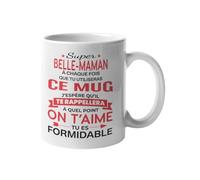 Mug Super Belle-Maman - Message d’amour Belle Maman on t’aime tu es formidable - Cadeau Original - Idée Cadeau Fête des Mères, Anniversaire, Noël - Tasse pour Belle-Mère 330ml Céramique