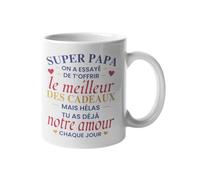 Mug Super Papa - Le meilleur des cadeaux notre amour - Idée Cadeau Anniversaire - Fête des Pères - Noël. Cadeau Plein d’Amour - Tasse café original céramique 330 ml - Père (Papa)