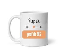 Mug super prof de SES sciences économiques et sociales coeur boho tasse femme