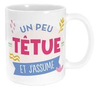 Mug - Tasse - Avec anse - Têtue - Blanc avec paillettes - Céramique - Humour - Cadeau Blanc