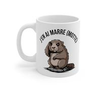 Mug Tasse Drôle Animal Humoristique J'en AI marre (Motte) - Illustration de Marmotte pour Enfants et Adultes Taille 11oz