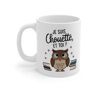 Mug Tasse Humour Je suis Chouette, et toi ? - Design Original avec Hibou et Livres : Taille - 11oz Taille 11oz