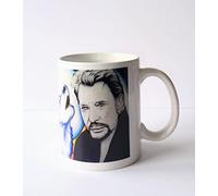 Mug, Tasse Johnny Hallyday et Loup Art fait main en céramique