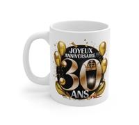 Mug Tasse Joyeux Anniversaire 30 Ans Couronne Dorée & Ballons Idée Cadeau Royal et Festif