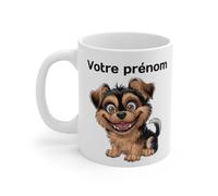 Mug Tasse Personnalisable Petit Chien Joyeux avec Prénom - Un Cadeau Unique et Mignon pour enfant et adultes