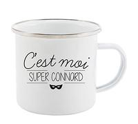 Mug Tasse Rétro en métal émaillé imprimé citation C'est moi super connard ref 2244