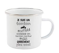 Mug Tasse Rétro en métal émaillé imprimé humour citation Je suis un tonton motard carrément plus cool ref 2761