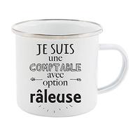 Mug Tasse Rétro en métal émaillé imprimé humour citation Je suis une comptable avec option râleuse ref 2765