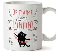 Mug Tasse Saint Valentin (Je t'aime) - Je t'aime à l'infini (Chat) - Idées Cadeaux Romantique pour Amoureux Petits Amis Copains 1