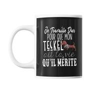 Mug Teckel Je Travaille Dur Tasse Cadeau Personnalisé